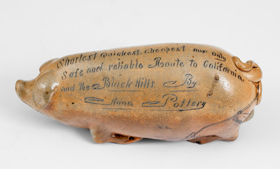 Rare Anna Pottery Stoneware Pig Flask w/