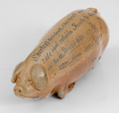 Rare Anna Pottery Stoneware Pig Flask w/ 