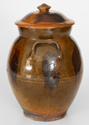 Manganese-Decorated Redware Jar w/ Lid, probably New Jersey, circa 1840