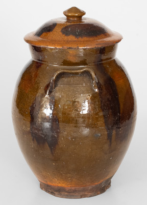 Manganese-Decorated Redware Jar w/ Lid, probably New Jersey, circa 1840