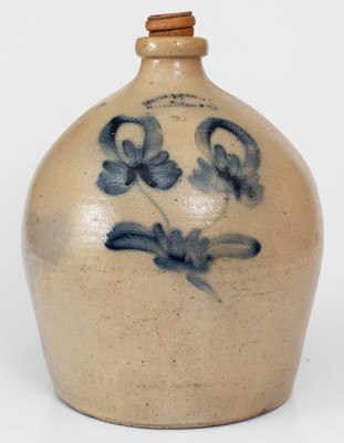 LEHMAN & RIEDINGER / POUGHKEEPSIE N Y Two-Gallon Stoneware Jug, c1845