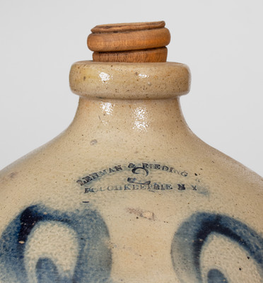 LEHMAN & RIEDINGER / POUGHKEEPSIE N Y Two-Gallon Stoneware Jug, c1845