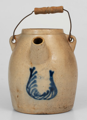 Attrib. White's Pottery, Utica, NY Stoneware Batter Pail w/ Cobalt Wreath Decoration