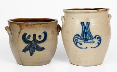 Two Cobalt-Decorated Stoneware Jars, NJ origin, 19th century