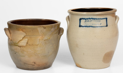 Two Cobalt-Decorated Stoneware Jars, NJ origin, 19th century