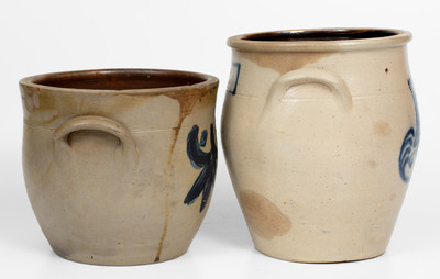 Two Cobalt-Decorated Stoneware Jars, NJ origin, 19th century