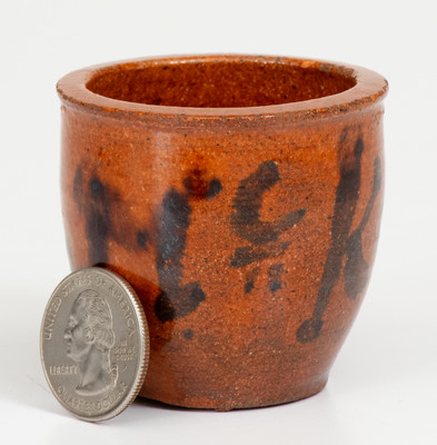 Rare Miniature Pennsylvania Redware Jar Inscribed