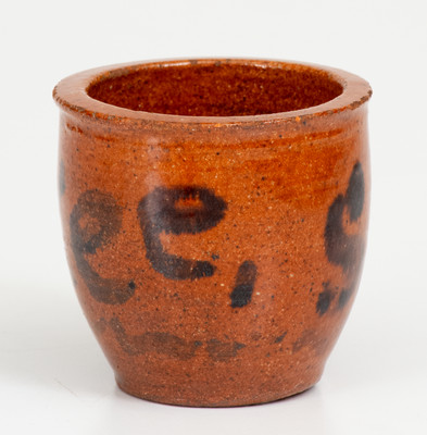Rare Miniature Pennsylvania Redware Jar Inscribed