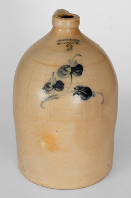 JULIUS NORTON / BENNINGTON, VT Stoneware Jug with Floral Decoration, 1841-1844