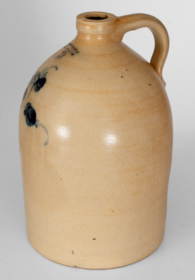 JULIUS NORTON / BENNINGTON, VT Stoneware Jug with Floral Decoration, 1841-1844