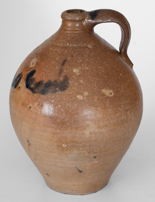 C. CROLIUS / NEW-YORK Stoneware Jug with Cobalt Decoration, c1820