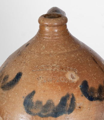 C. CROLIUS / NEW-YORK Stoneware Jug with Cobalt Decoration, c1820