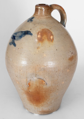 4 Gal. Connecticut Stoneware Jug w/ Incised Bird Decoration, circa 1815