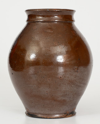 Rare H. FULTON (Lewistown, Pennsylvania) Glazed Redware Jar, circa 1815