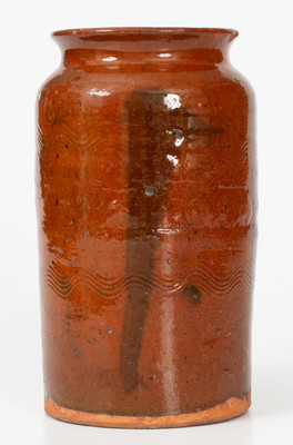Unusual Redware Jar w/ Coggled and Incised Decoration, possibly Southern