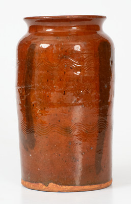 Unusual Redware Jar w/ Coggled and Incised Decoration, possibly Southern