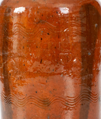 Unusual Redware Jar w/ Coggled and Incised Decoration, possibly Southern