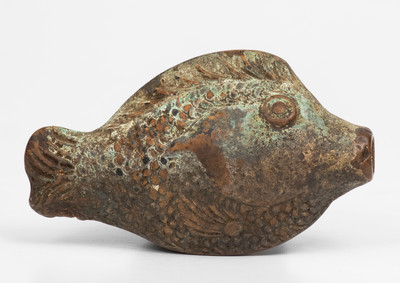 Moravian Redware Fish Flask (Salem, North Carolina), probably Excavated