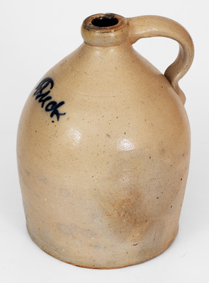 Extremely Rare HART S (Fulton, New York) Stoneware Jug w/ Cobalt Slip Profanity