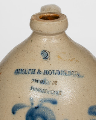 Unusual 2 Gal. Stoneware Jug with POUGHKEEPSIE, NY Advertising