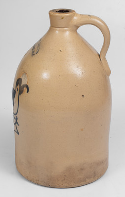 2 Gal. OTTMAN BROS. & CO. / FORT EDWARD, NY Stoneware Jug w/ Bird Decoration