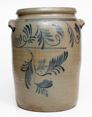 Fine Four-Gallon Morgantown Stoneware Jar w/ Elaborate Foliate Decoration, David Greenland Thompson