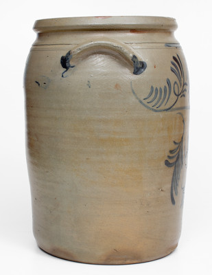 Fine Four-Gallon Morgantown Stoneware Jar w/ Elaborate Foliate Decoration, David Greenland Thompson