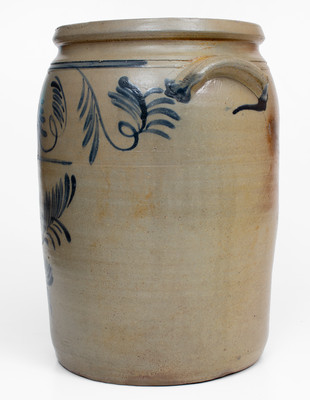 Fine Four-Gallon Morgantown Stoneware Jar w/ Elaborate Foliate Decoration, David Greenland Thompson