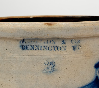 2 Gal. J. NORTON & CO. / BENNINGTON, VT Stoneware Crock w/ Bold Bird Decoration