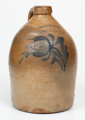 1 Gal. COWDEN & WILCOX / HARRISBURG, PA Stoneware Jug w/ Floral Decoration