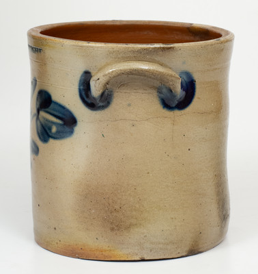 STANDISH & WRIGHT, Taunton, MA Stoneware Crock w/ Floral Decoration