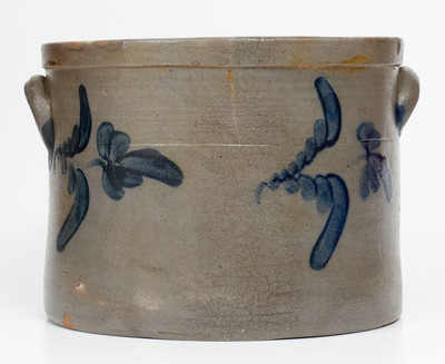 Pennsylvania Stoneware Cake Crock w/ Floral Decoration, c1865