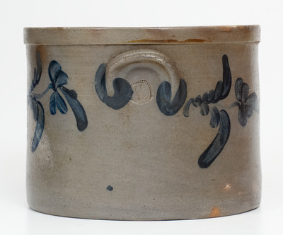 Pennsylvania Stoneware Cake Crock w/ Floral Decoration, c1865