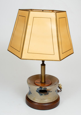 R.C.R. (Richard Remmey, Philadelphia, PA) Stoneware Spittoon Converted to a Lamp