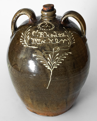  “C. Rhodes Maker” (Collin Rhodes Pottery, Shaw’s Creek, Edgefield District, South Carolina) Double-Handled Stoneware Jug