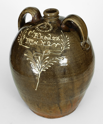 Exceptional C. Rhodes / Maker (Collin Rhodes, Edgefield District, SC) Four-Gallon Double-Handled Stoneware Jug