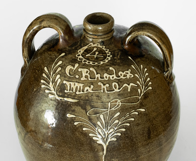 Exceptional C. Rhodes / Maker (Collin Rhodes, Edgefield District, SC) Four-Gallon Double-Handled Stoneware Jug