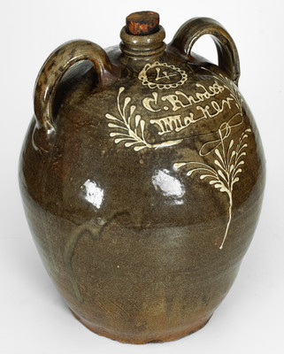 Exceptional C. Rhodes / Maker (Collin Rhodes, Edgefield District, SC) Four-Gallon Double-Handled Stoneware Jug