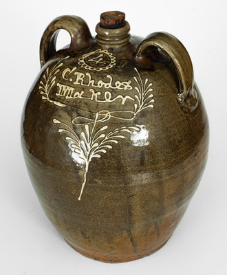 Exceptional C. Rhodes / Maker (Collin Rhodes, Edgefield District, SC) Four-Gallon Double-Handled Stoneware Jug