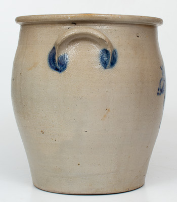 Rare 4 Gal. COWDEN & WILCOX / HARRISBURG, PA Stoneware Jar w/ Elaborate Slip-Trailed Floral Decoration