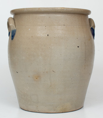 Rare 4 Gal. COWDEN & WILCOX / HARRISBURG, PA Stoneware Jar w/ Elaborate Slip-Trailed Floral Decoration