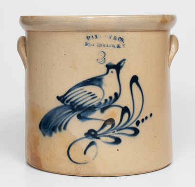 3 Gal. HAXSTUN & CO. / FORT EDWARD, NY Stoneware Bird Crock