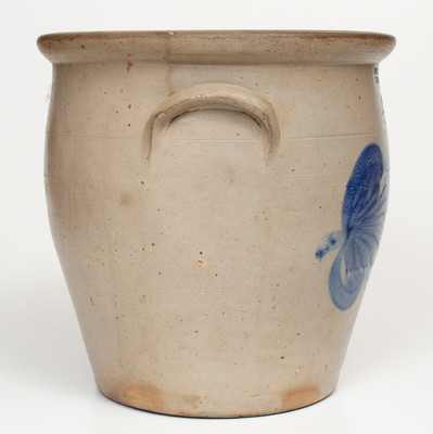 Fine 4 Gal. EVAN R. JONES / PITTSTON, PA Stoneware Jar with Bold Leaf Decoration