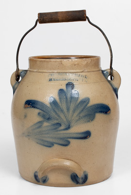 1 Gal. COWDEN & WILCOX / HARRISBURG, PA Stoneware Batter Pail w/ Floral Decoration