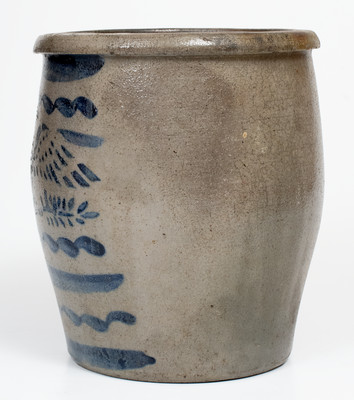 Exceptional Western PA Stoneware Cream Jar w/ Stenciled Eagle, attrib. Stephen Ward, West Brownsville