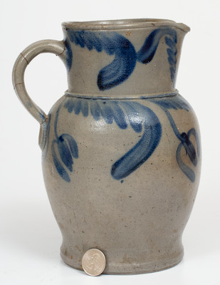 1/2 Gal. Baltimore Stoneware Pitcher with Floral Decoration, circa 1840