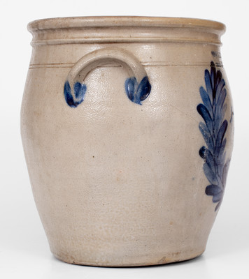 Outstanding COWDEN & WILCOX / HARRISBURG, PA 3 Gal. Stoneware Jar w/ Bold Bird-in-Wreath Design