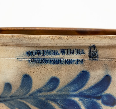 COWDEN & WILCOX / HARRISBURG, PA Stoneware Bowl w/ Bold Floral Vine Decoration