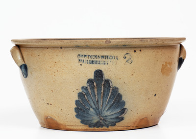 COWDEN & WILCOX / HARRISBURG, PA Stoneware Bowl w/ Leaf Decoration