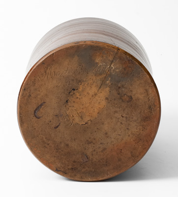 Very Rare Glazed Redware Jar Signed